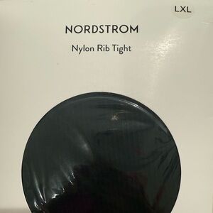 Nordstrom Black Nylon Ribbed Tights L/XL